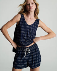 Curved Hem Pajama Shorts - BOHO STRIPE NAVY | Soma outlet