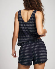 Curved Hem Pajama Shorts - BOHO STRIPE NAVY | Soma outlet