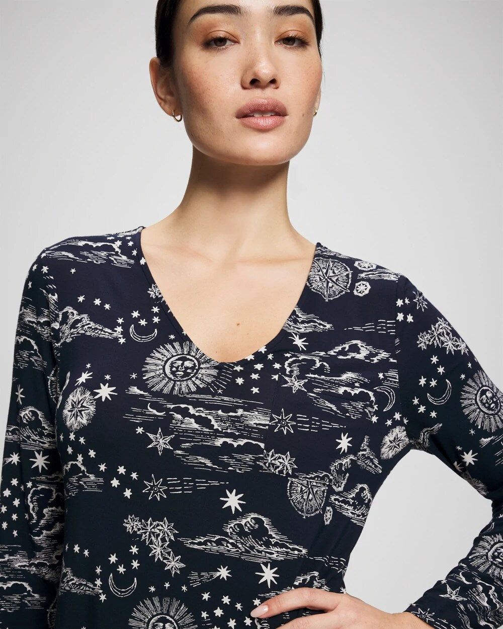 Long-Sleeve Sleepshirt - COSMIC BALLET NAVY | Soma for sale