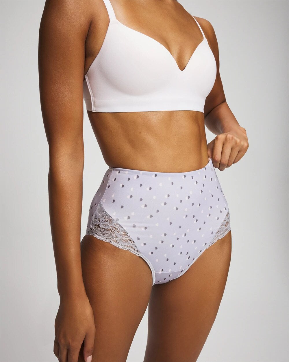 Tummy High-Waist Brief Panty with Lace - HALF MOON BLUE OPAL | Soma Online