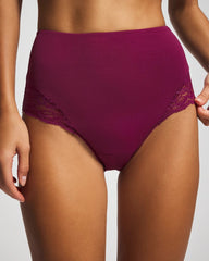 Tummy High-Waist Brief Panty with Lace - POMEGRANATE WINE | Soma outlet