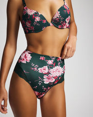 Tummy High-Waist Brief Panty with Lace - COTTAGE FLORAL MINI GREEN | Soma near me