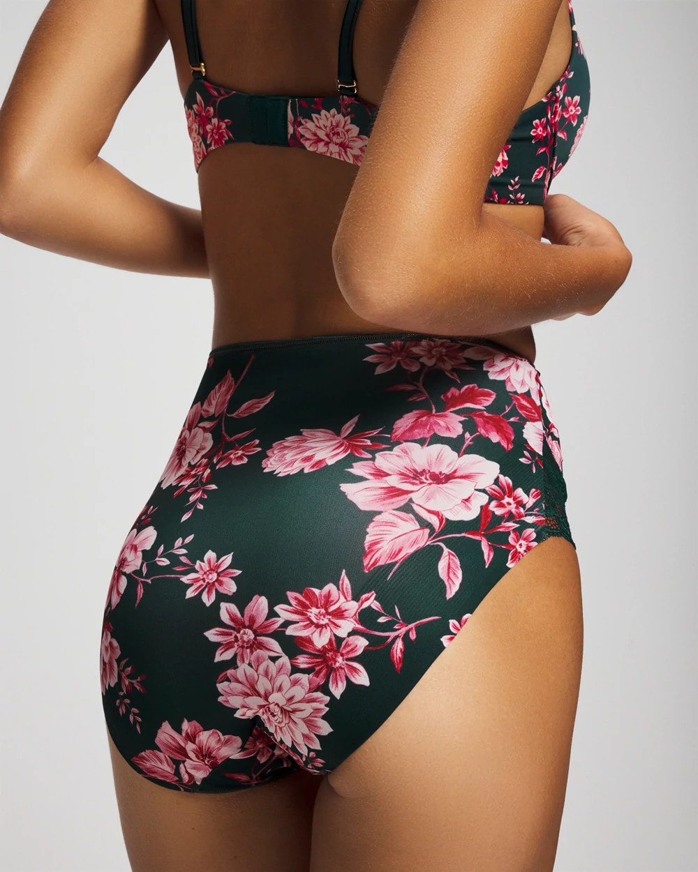Tummy High-Waist Brief Panty with Lace - COTTAGE FLORAL MINI GREEN | Soma near me