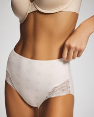 Tummy High-Waist Brief Panty with Lace - DRAMA DOTS CHAMPAGNE | Soma for sale