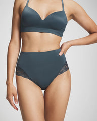 Tummy High-Waist Brief Panty with Lace - PETROL | Soma Online