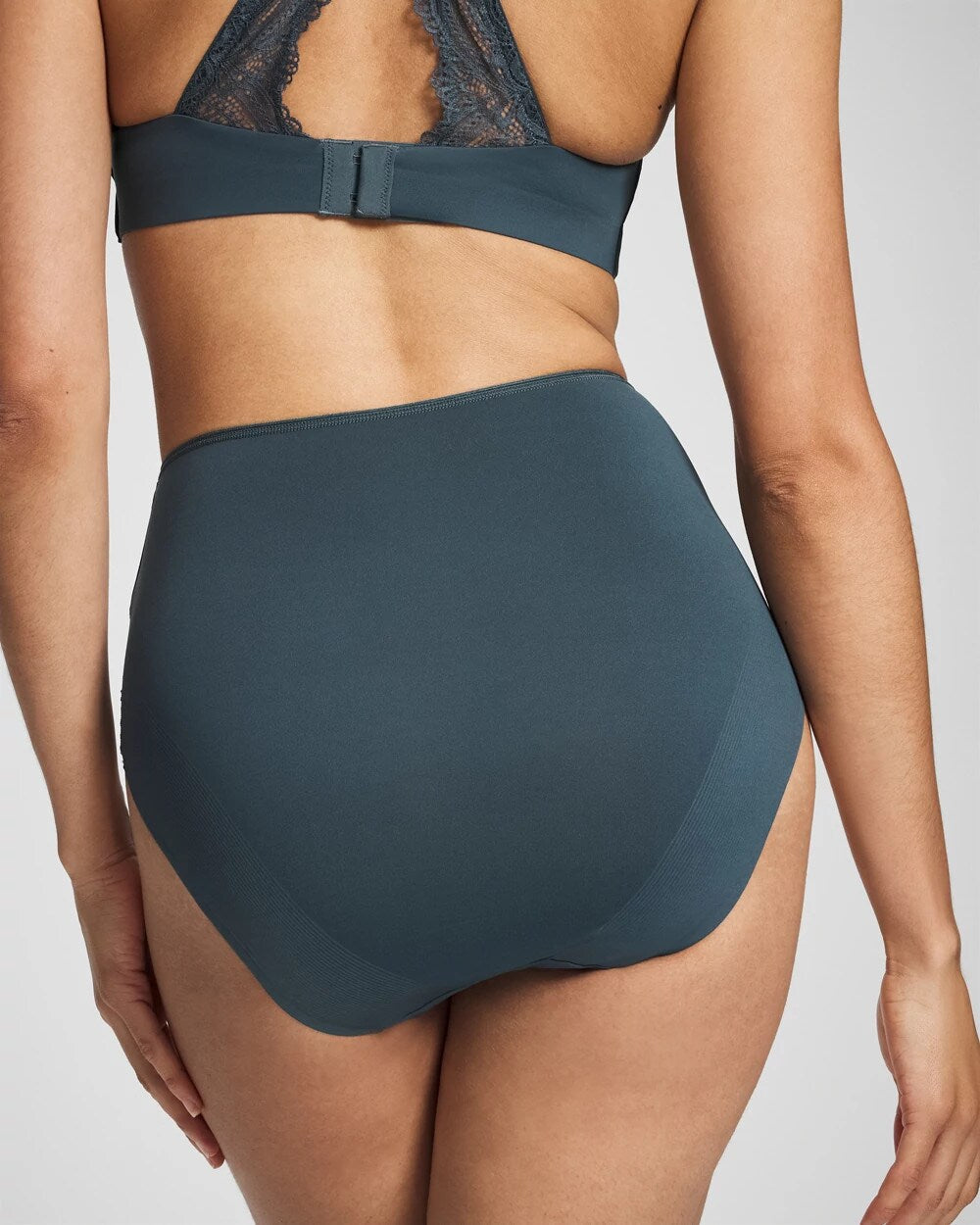Tummy High-Waist Brief Panty with Lace - PETROL | Soma Online