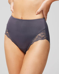Tummy High-Waist Brief Panty with Lace - GRAY INK | Soma for sale