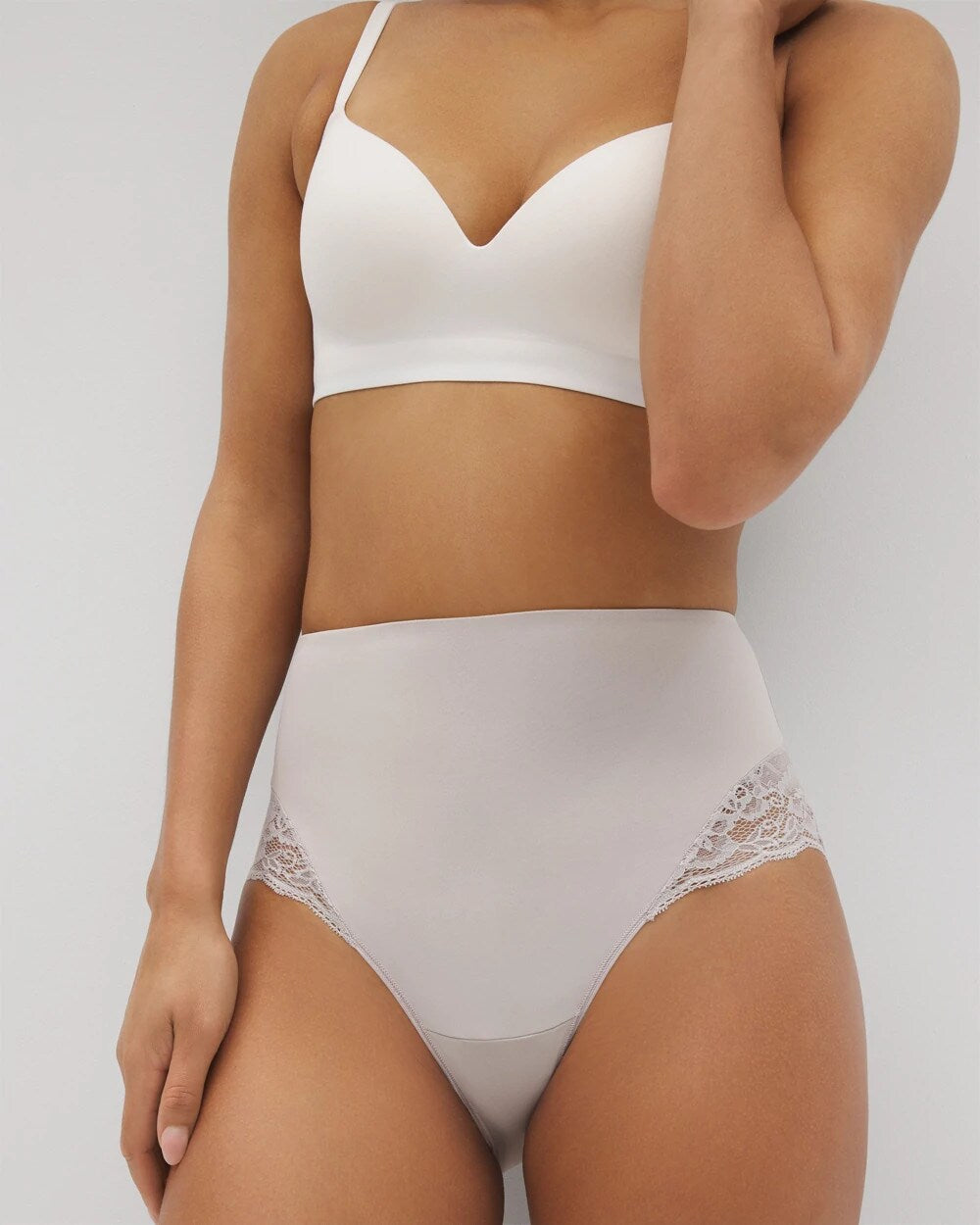 Tummy High-Waist Brief Panty with Lace - GRAY GLASS | Soma sale