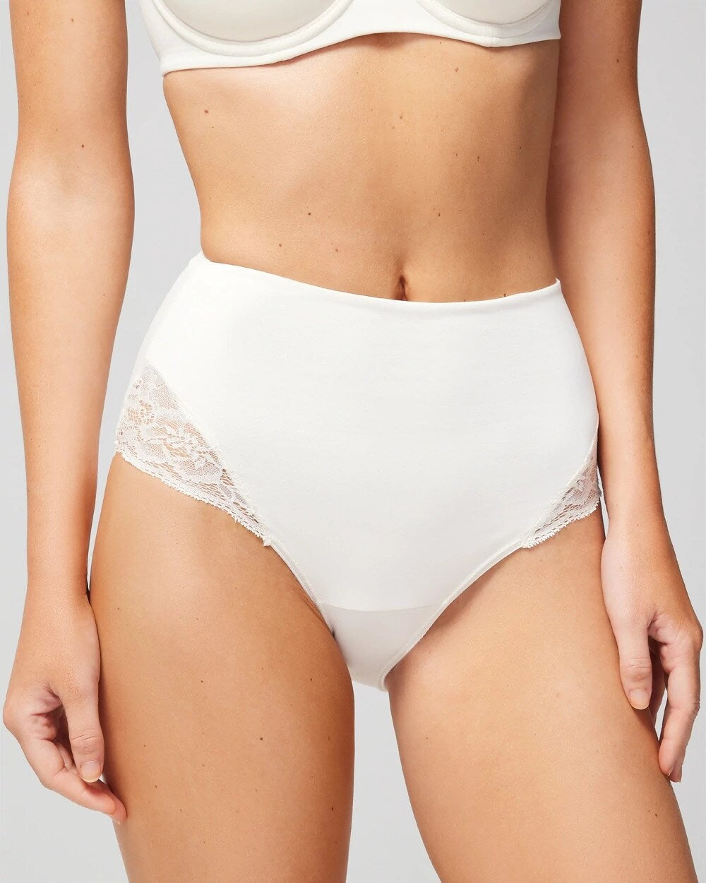 High-Waist Brief Panty with Lace - IVORY | Soma Online