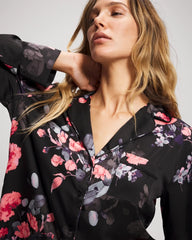 Long Sleeve Notch Collar Pajama Top - FLORAL DREAMS GRAND BLACK | Soma near me