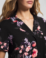 Short Sleeve Notch Collar Pajama Top - FLORAL DREAMS BLACK | Soma outlet