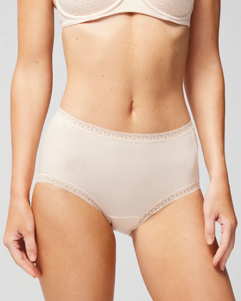 Cotton Brief Panty with Lace Trim - PALE SAND | Soma for sale