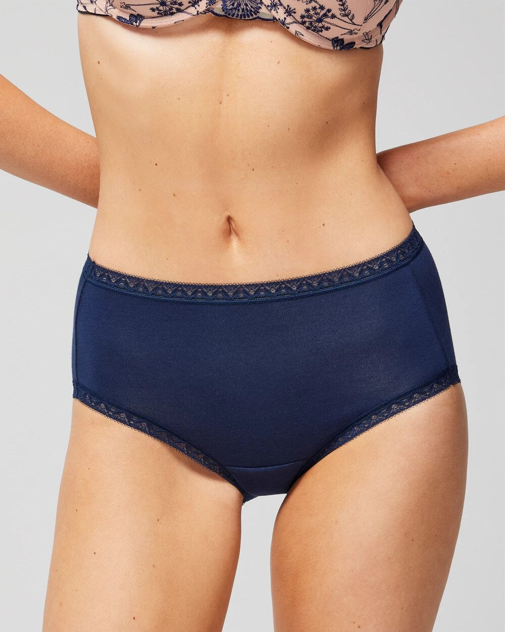 Cotton Brief Panty with Lace Trim - NIGHTFALL NAVY | Soma sale