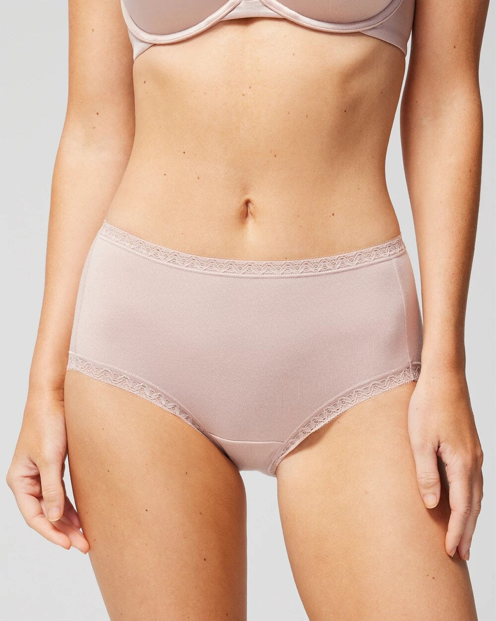 Cotton Brief Panty with Lace Trim - ADOBE ROSE | Soma outlet