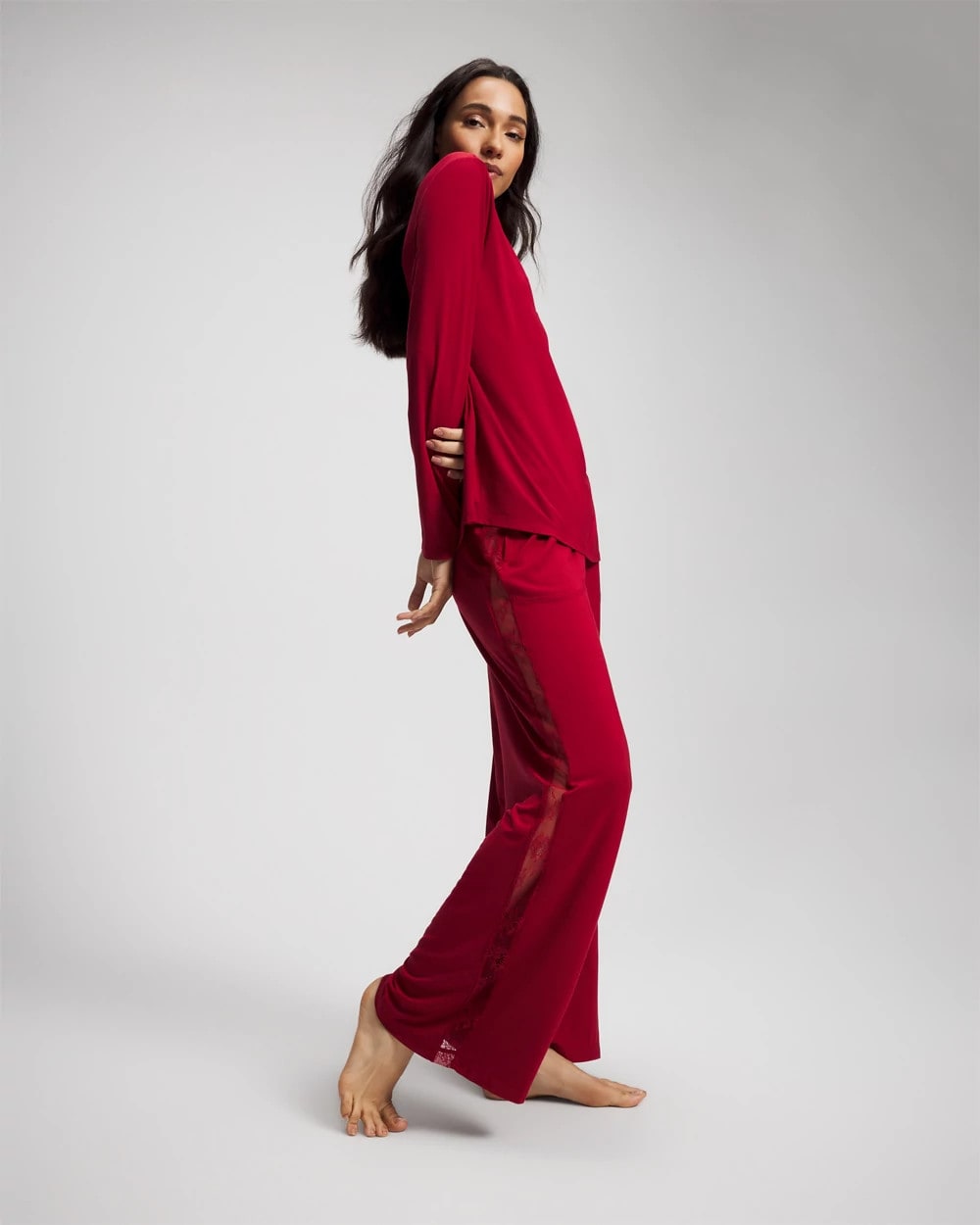 Lace Long Sleeve Pajama Top - PAINT THE TOWN RED | Soma discount