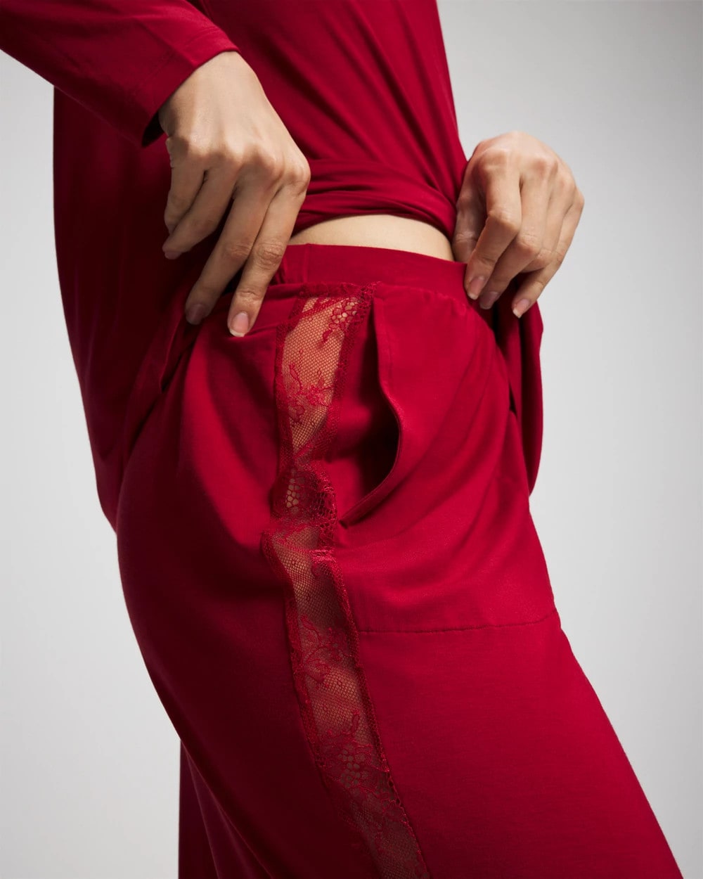 Lace Relaxed Wide Leg Pajama Pant - PAINT THE TOWN RED | Soma sale
