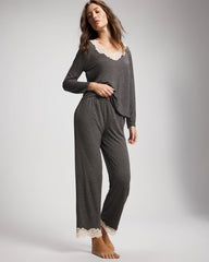 Lace Trim Pajama Pant - CHARCOAL HEATHER W/ SHINE | Soma discount