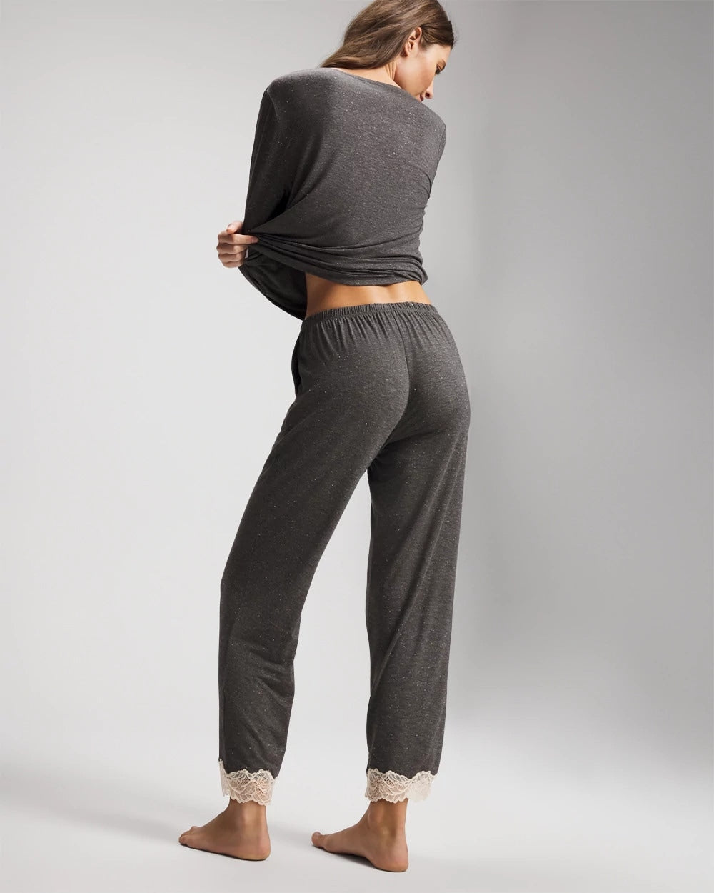 Lace Trim Pajama Pant - CHARCOAL HEATHER W/ SHINE | Soma discount