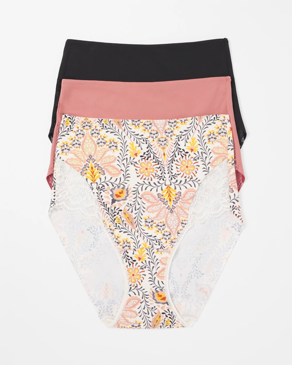 Tummy High-Waist Brief Panty with Lace 3 Pack - VINE PAISLEY MULTIPACK | Soma Online