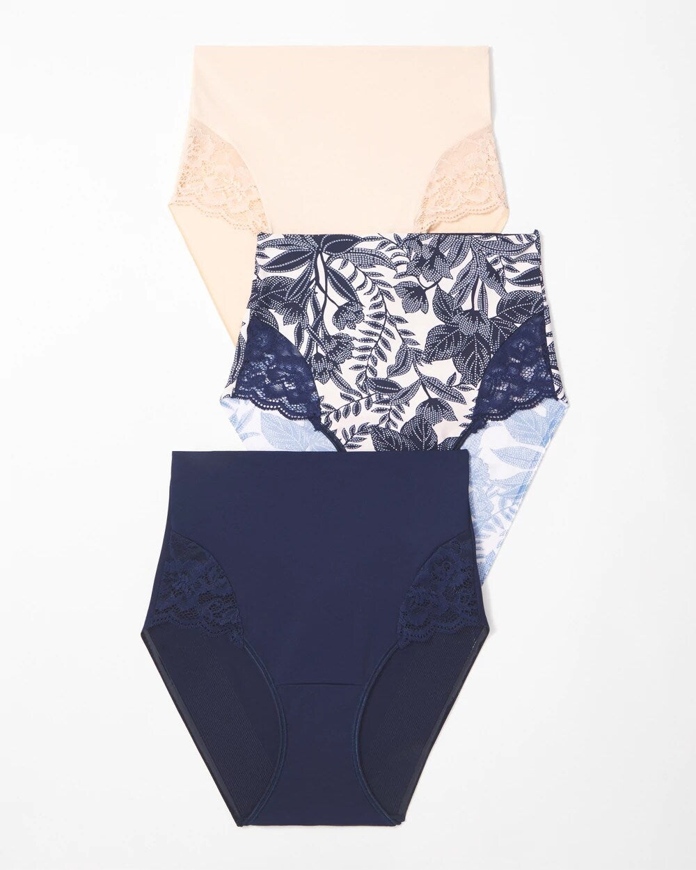 Tummy High-Waist Brief Panty with Lace 3 Pack - NIGHTFALL NAVY MULTIPACK | Soma near me