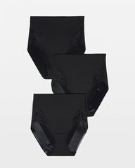 Tummy High-Waist Brief Panty with Lace 3 Pack - BLACK MULTI PACK | Soma on sale