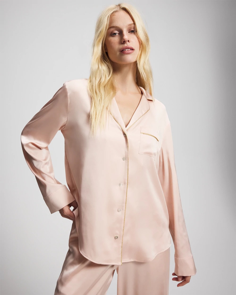 Long Sleeve Notch Collar Pajama Top - CAMEO ROSE | Soma on sale