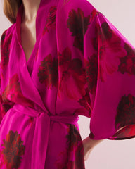 Silk Chiffon Short Robe - VA VA BLOOMS PINK | Soma sale