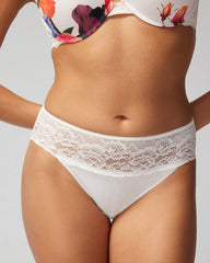 Cotton Blend Hipster Panty with Lace - IVORY | Soma Online