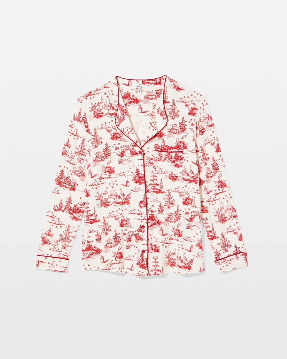 Piped Long-Sleeve Notch Pajama Top - ENCHANTED TOILE CHAMPAGNE | Soma near me