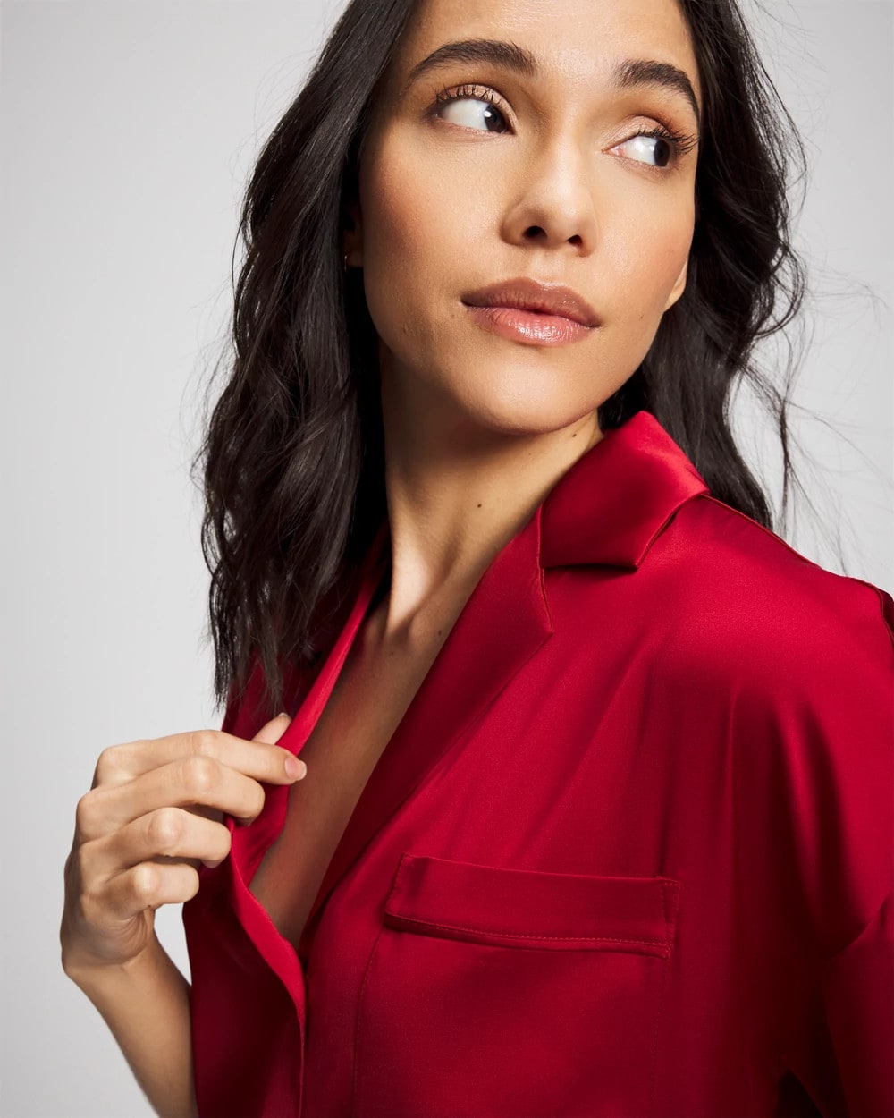 Short Sleeve Notch Collar Pajama Top - PAINT THE TOWN RED | Soma on sale