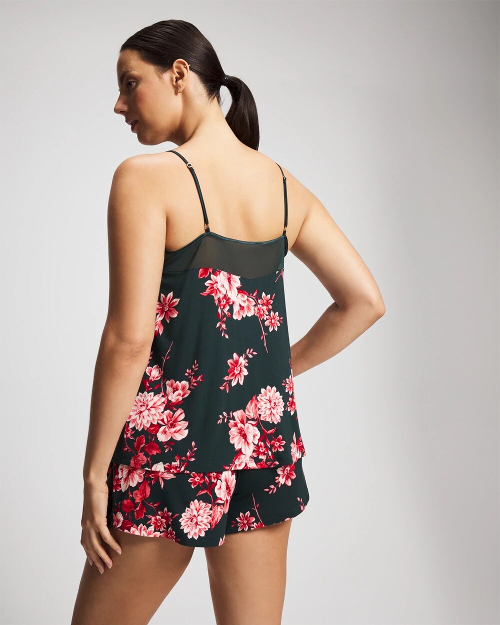 Mesh Trim Pajama Cami - COTTAGE FLORAL GREEN | Soma for sale