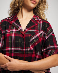 Short Sleeve Notch Collar Pajama Top - MAD FOR PLAID BLACK | Soma near me
