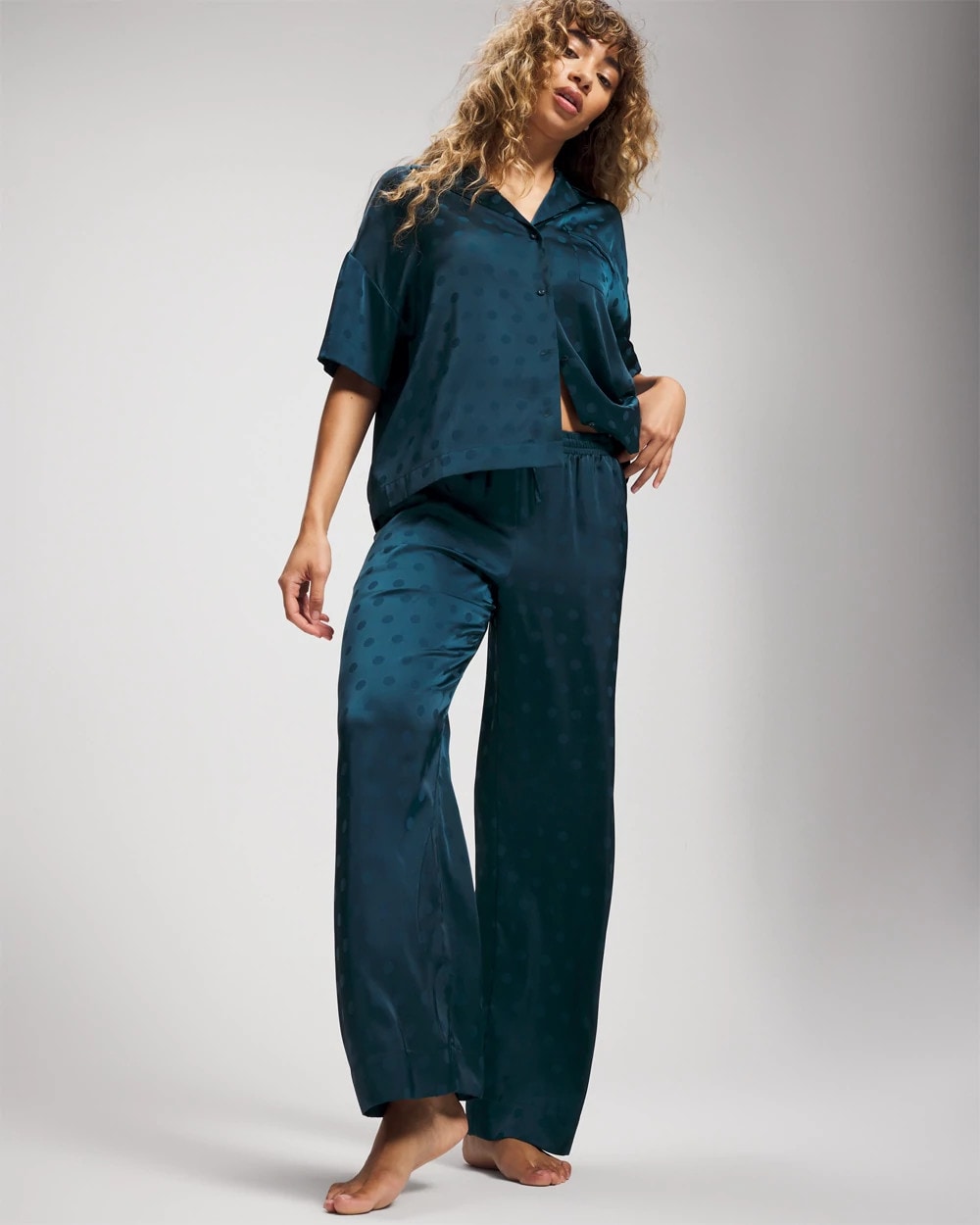 Jacquard Dot Satin Relaxed Pant - DRAMA DOTS DARK HARBOUR | Soma sale