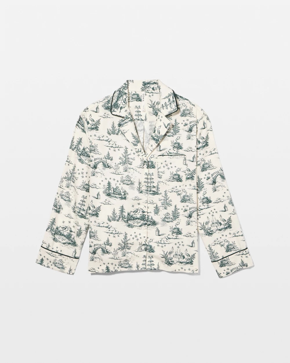 Long-Sleeve Notch Collar Pajama Top - ENCHANTED TOILE GREEN | Soma Online