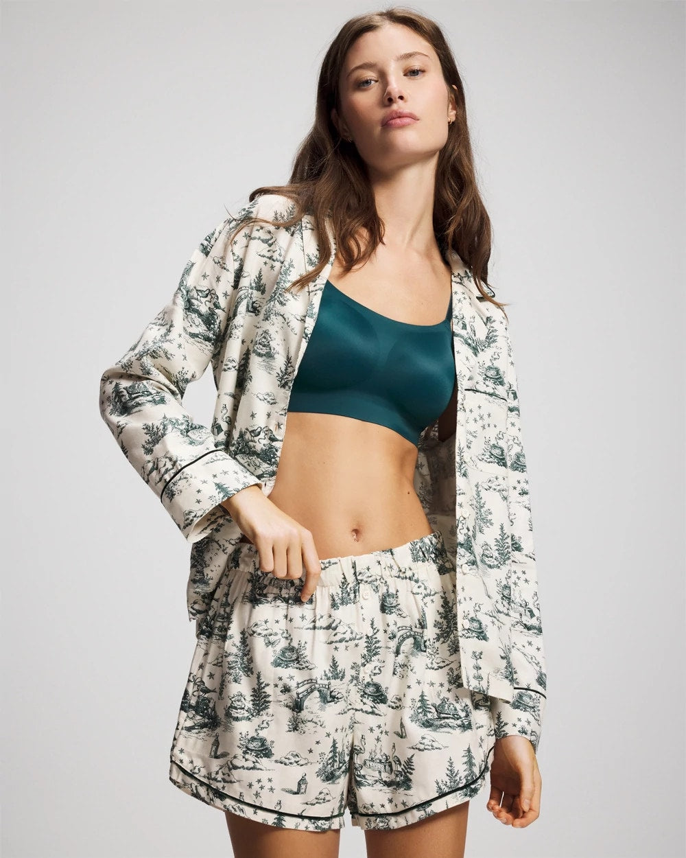 Piped Boxer Pajama Short - ENCHANTED TOILE GREEN | Soma discount