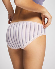 Cotton Hipster Panty with Lace Trim - RELAX STRIPE MINI OPAL | Soma for sale