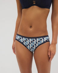 Cotton Hipster Panty with Lace Trim - PRISM GEO MINI NAVY | Soma sale