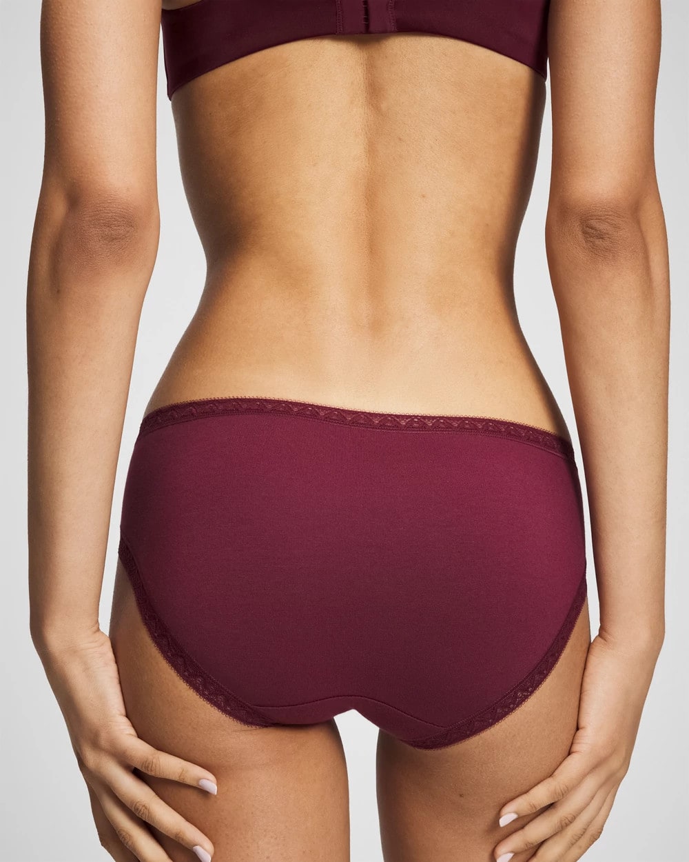 Cotton Hipster Panty with Lace Trim - VELVET PLUM | Soma Online