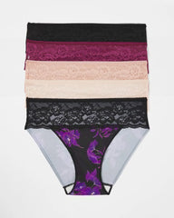 Edge Hipster Panty with Lace 5 Pack - POMEGRANATE WINE MULTI PK | Soma near me