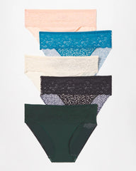 Edge Hipster Panty with Lace 5 Pack - LUSH EMERALD MULTI PACK | Soma for sale