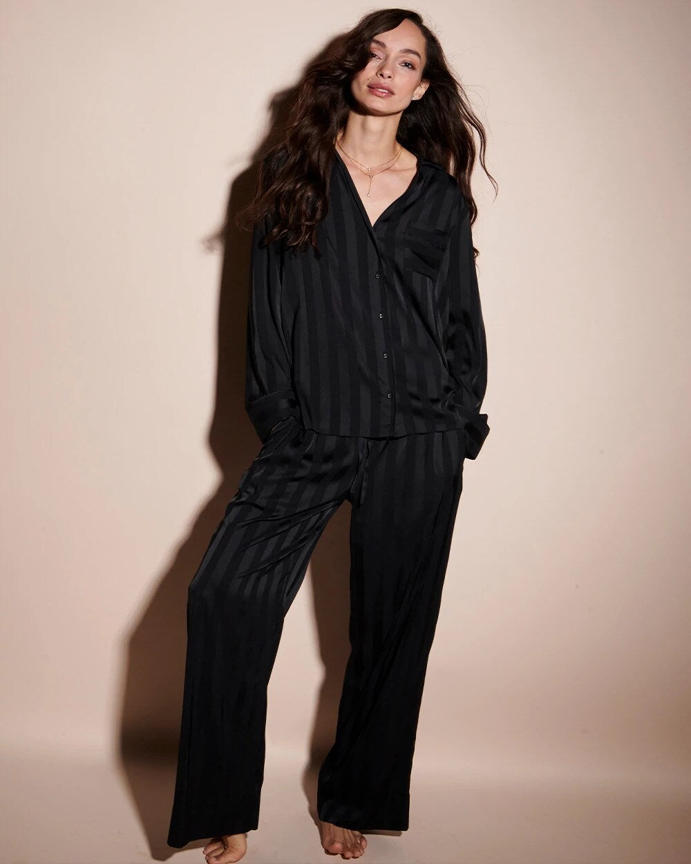 Shadow Stripe Pajama Pant - BLACK | Soma discount