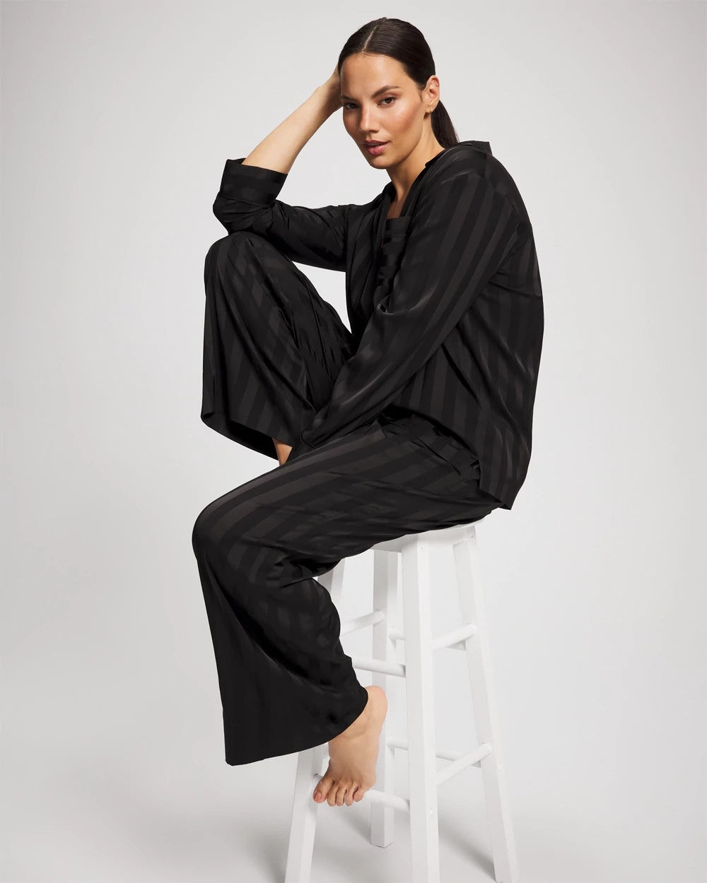 Shadow Stripe Pajama Pant - BLACK | Soma discount