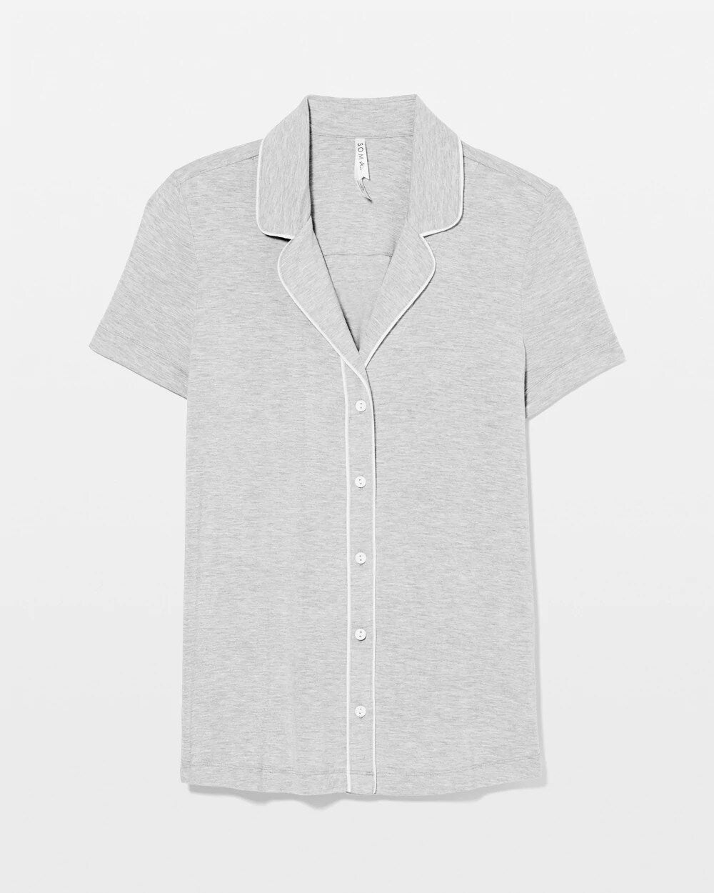 Solid Short Sleeve Notch Collar Pajama Top - HEATHER OPAL GRAY | Soma near me