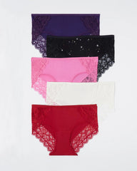 Hipster Panty with Enchanting Lace 5 Pack - POET PINK MULTIPACK | Soma on sale