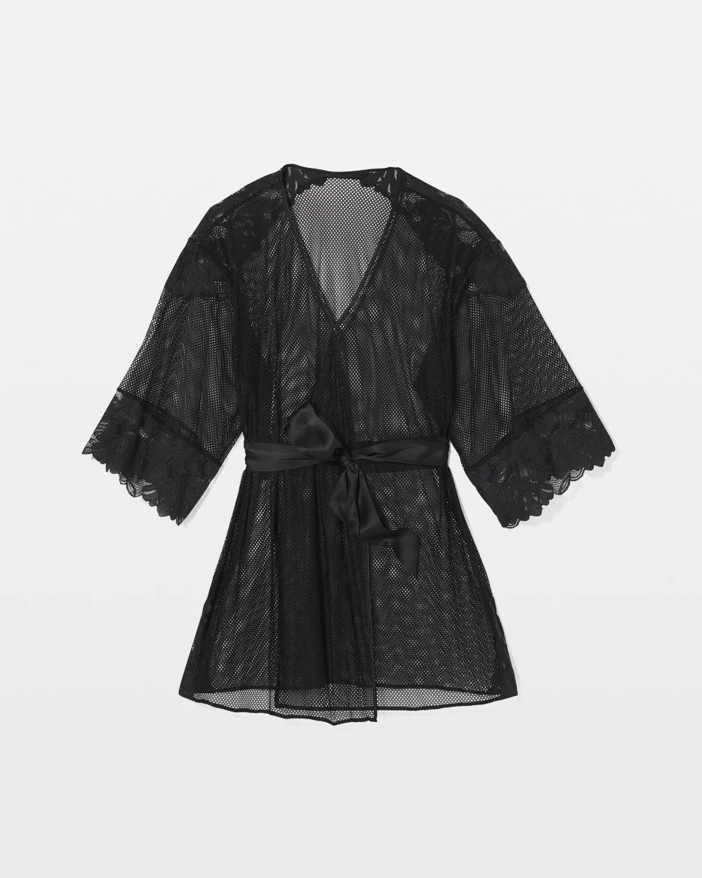 Robe with Mesh and Lace - BLACK | Soma on sale