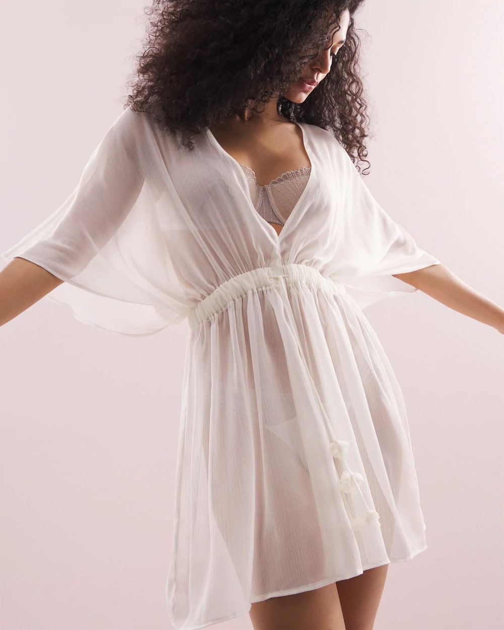 Soma's Sexiest Crinkle Chiffon Tie Robe - IVORY | Soma on sale