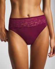 Edge High-Leg Panty with Lace - POMEGRANATE WINE | Soma outlet