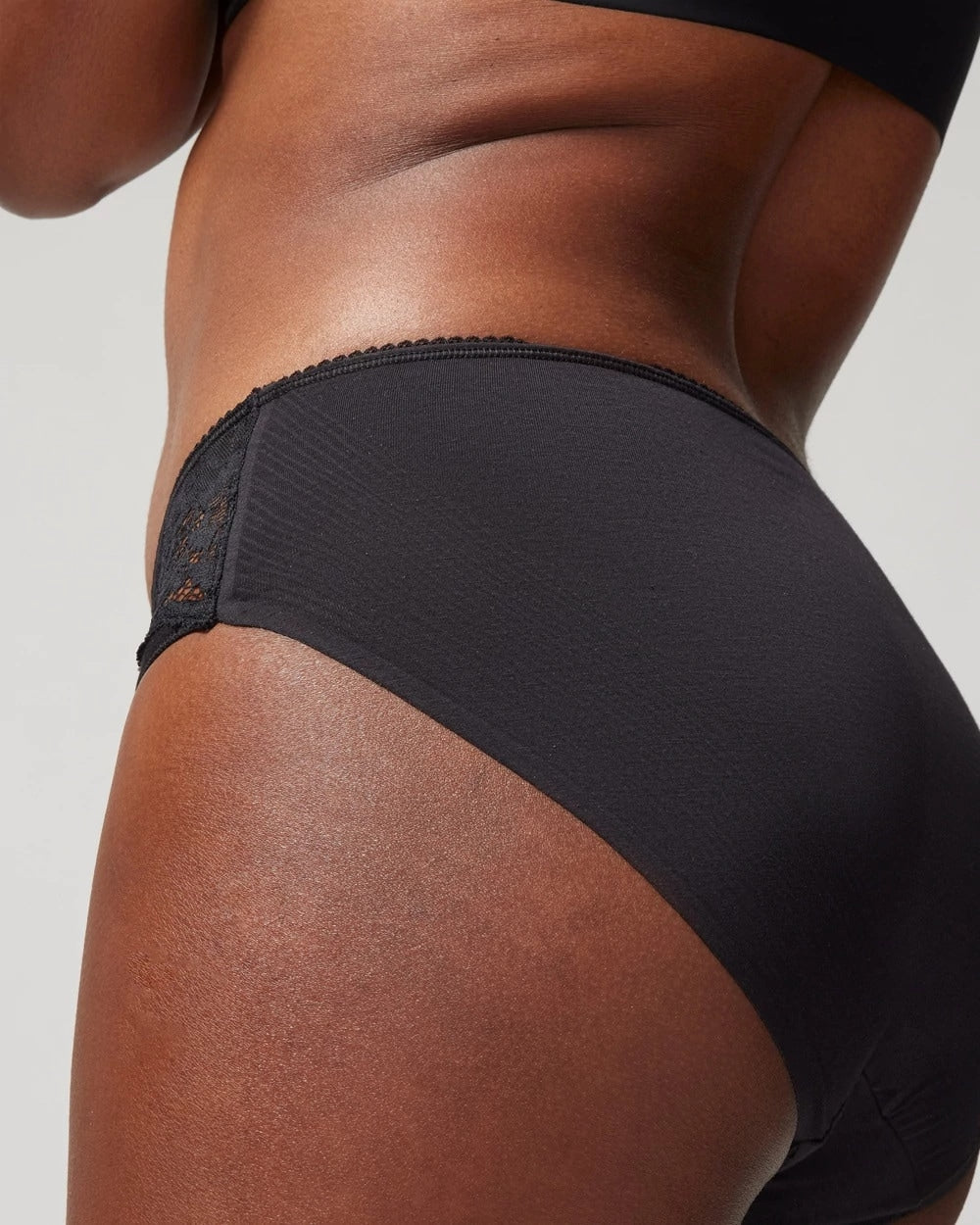 Cotton Blend High-Leg Panty with Lace - BLACK | Soma outlet