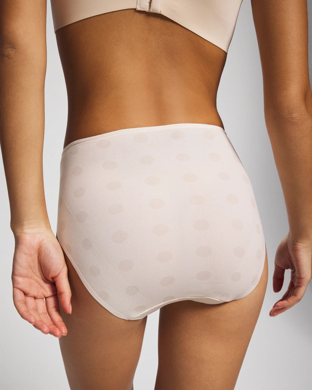Tummy High-Leg Brief Panty with Lace - DRAMA DOTS CHAMPAGNE | Soma outlet
