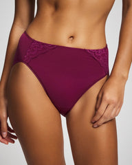 Tummy High-Leg Brief Panty with Lace - POMEGRANATE WINE | Soma near me